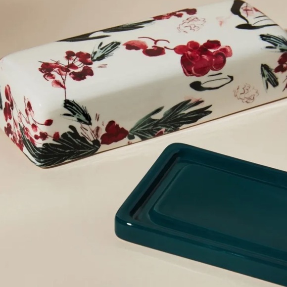 Anthropologie Other - NEW NWT Anthropologie Holly And Pear Butter Dish Red Green Holiday